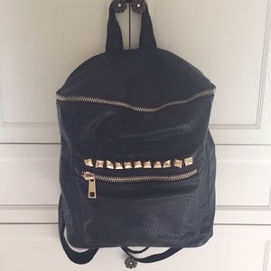 bp black leather backpack